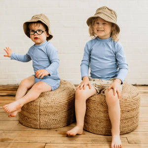 Ribbed Shorty Baby Suit - Dusty Blue