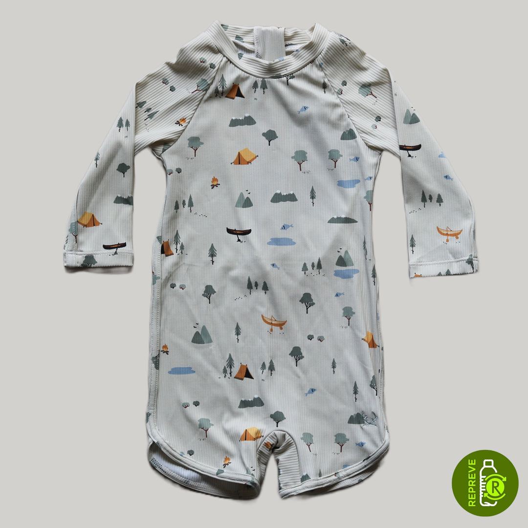 Ribbed Shorty Baby Suit - Adventure Print